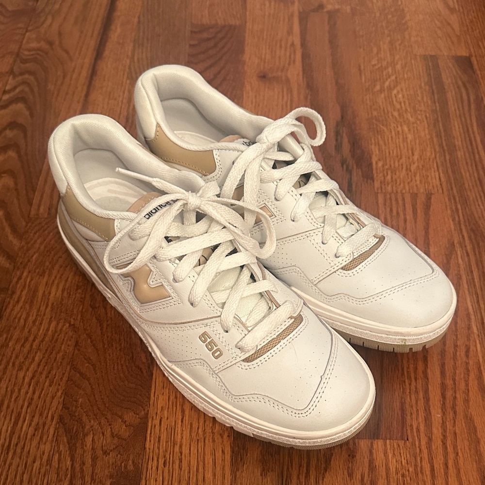 New Balance 550- White and Tan Sneakers